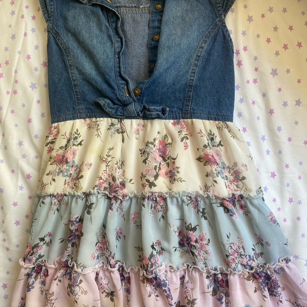 Girls Button Up Short Sleeve Dress